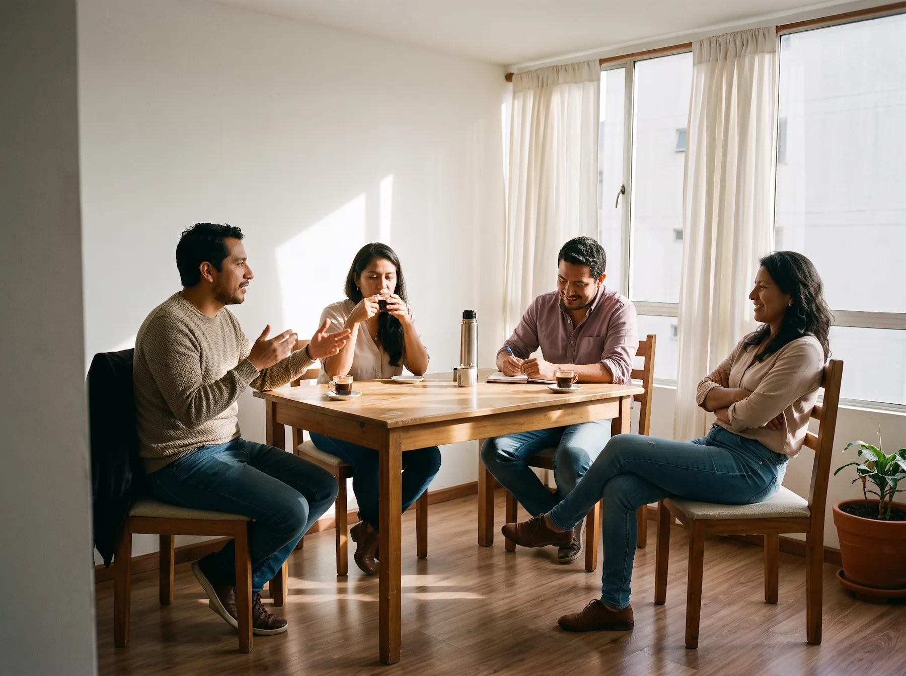 Equipo de psicólogos reunido alrededor de una mesa