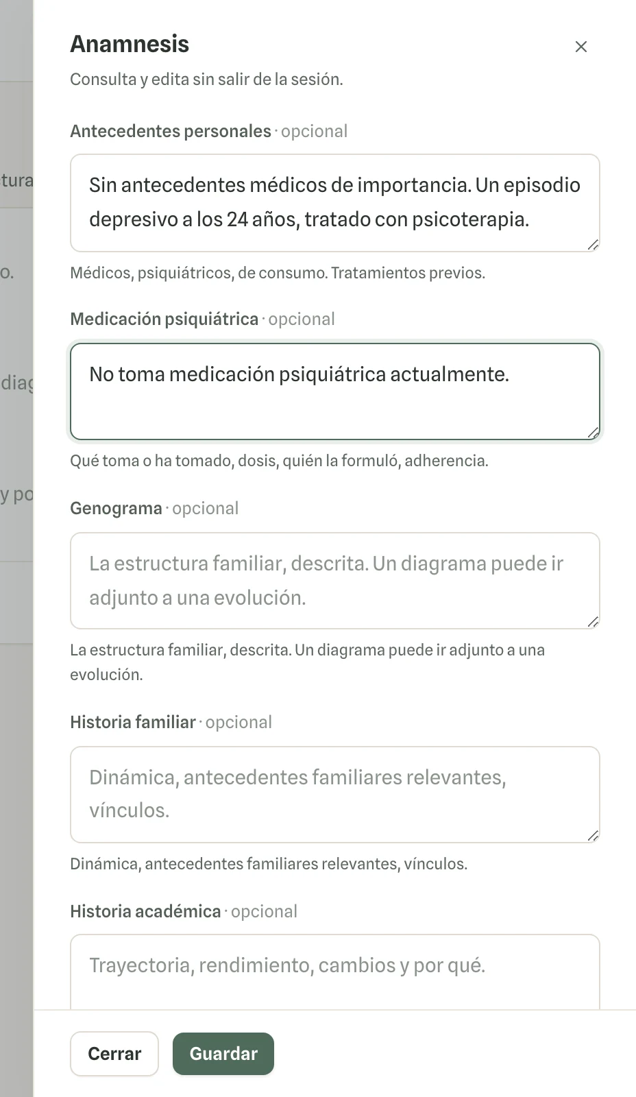Captura en computador del paso 2: Llena los campos que tengas. Puedes dejar vacíos los demás y completarlos después. Haz clic en «Guardar».