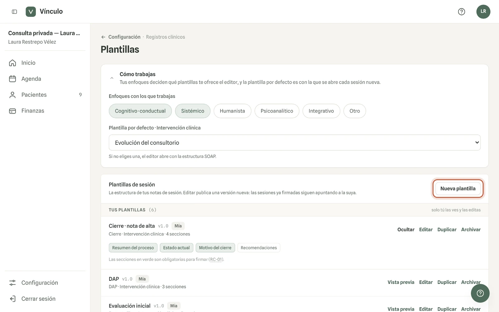 Captura en computador del paso 1: Haz clic en «Nueva plantilla», o en «Personalizar» sobre una de Vínculo para partir de una copia.