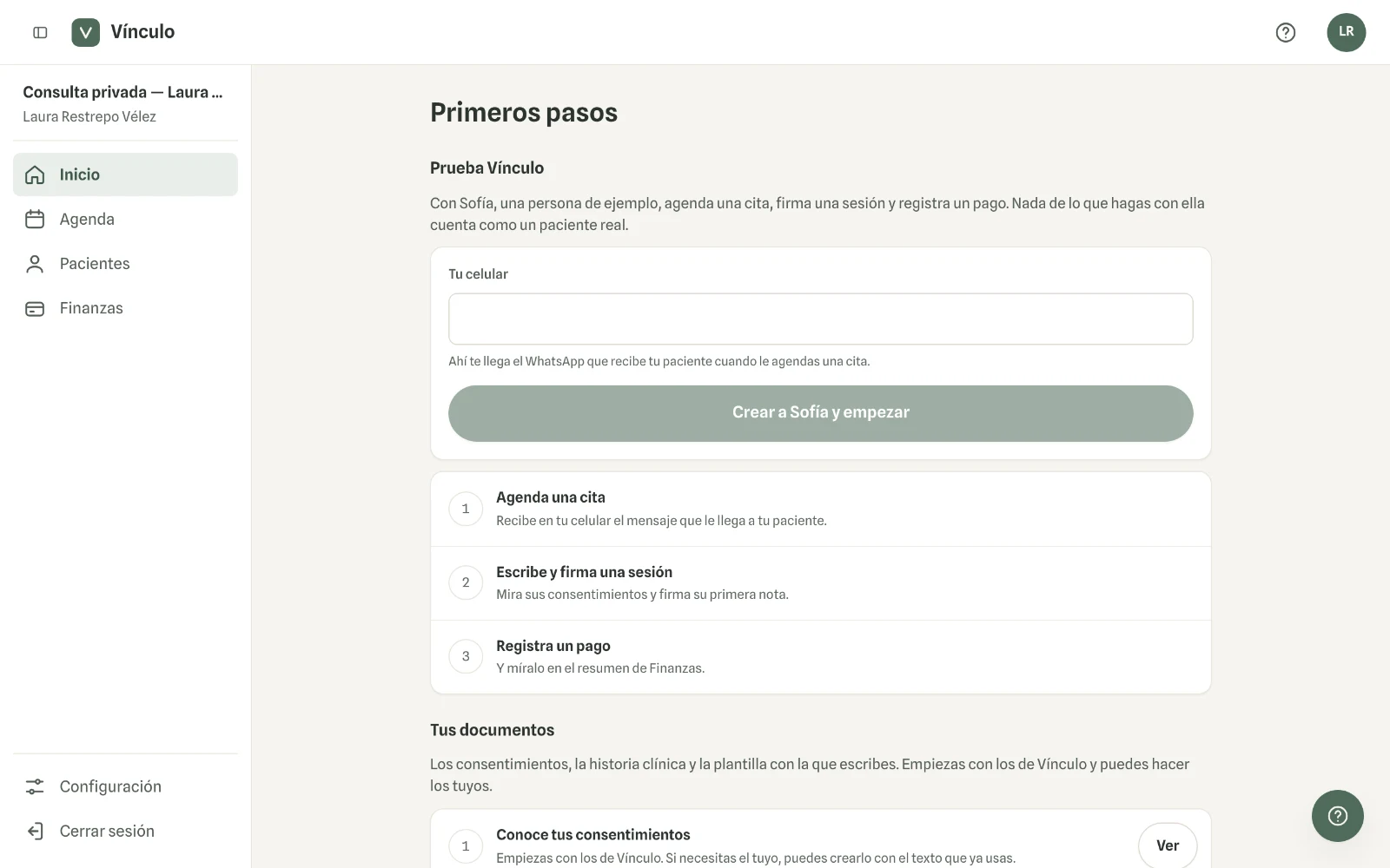 Captura en computador del paso 2: La página «Primeros pasos» muestra las guías y lo que llevas de cada una.