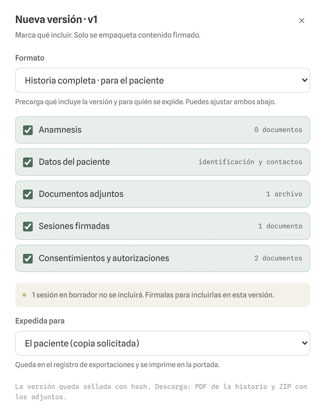 A new version of the clinical record in Vínculo: what it includes and who it is issued for